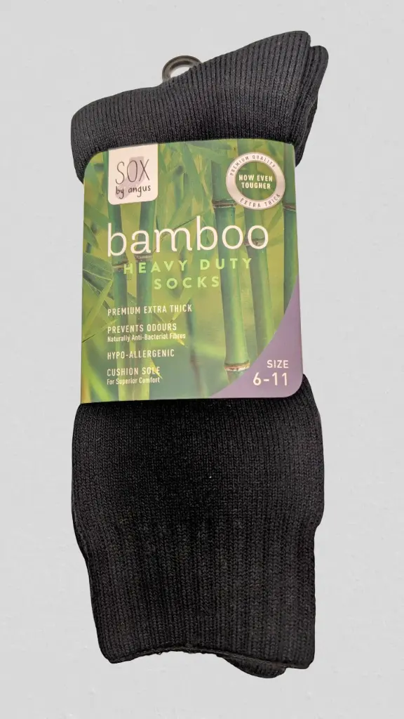 Bamboo Heavy Duty Workwear Socks - 1 Pack- Black