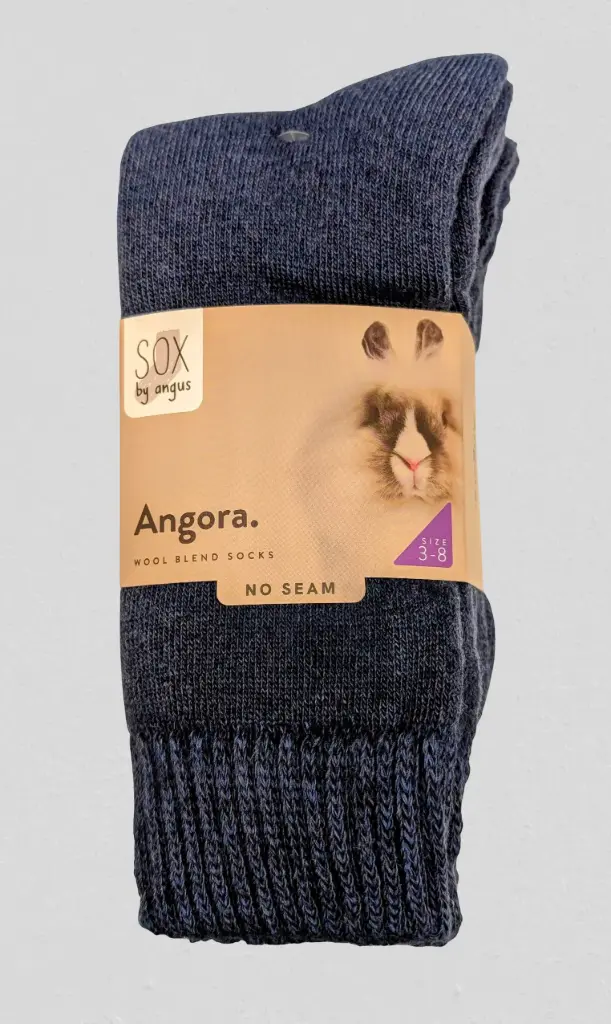 Angora Wool Blend Cushion Crew Socks - 2 Pack - Denim