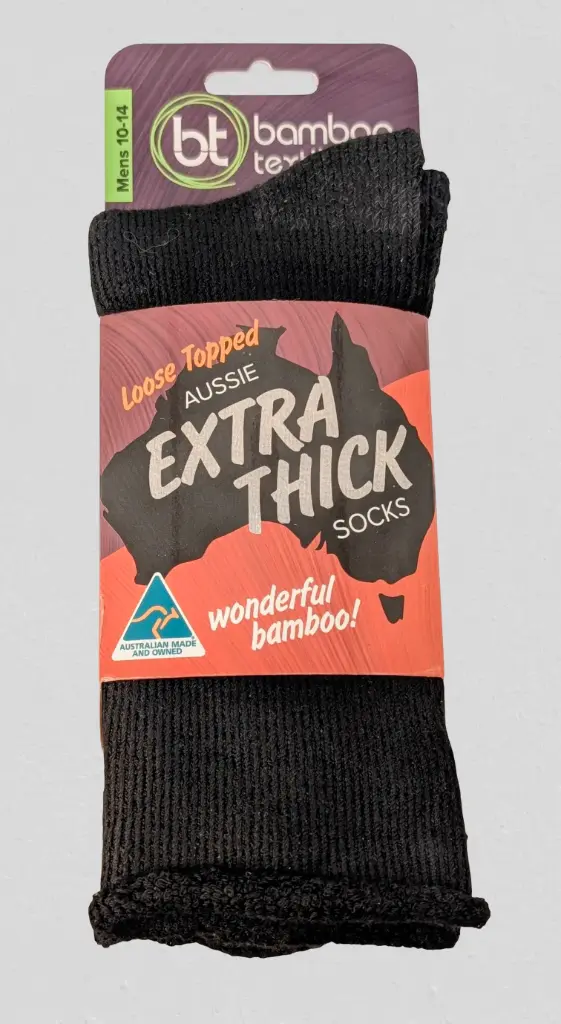 Bamboo - Loose Top - Aussie Extra Thick Socks - Black
