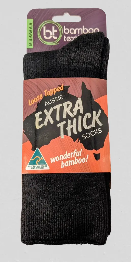 Bamboo - Loose Top - Aussie Extra Thick Socks - Black