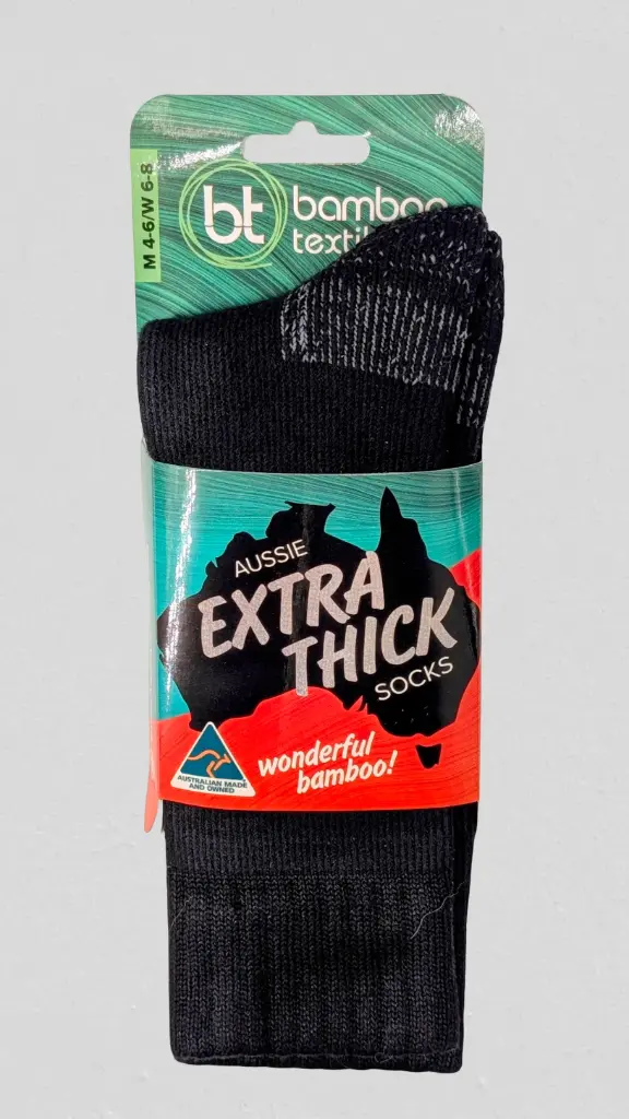 Bamboo - Aussie Extra Thick Socks - Black