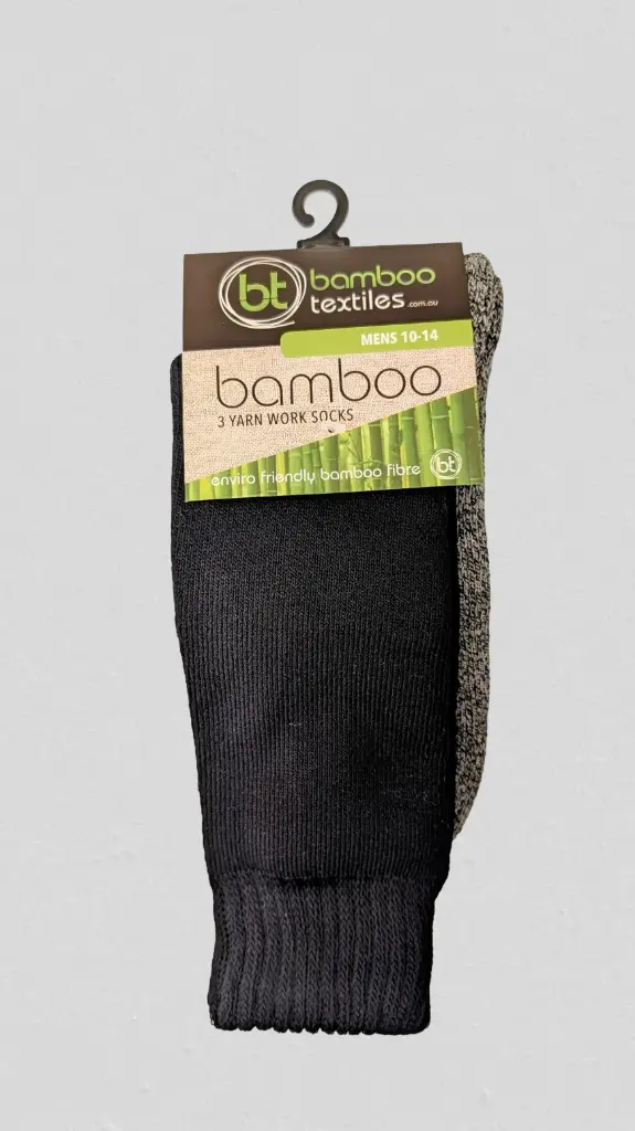 Bamboo - 3 Yarn Work Socks - Black