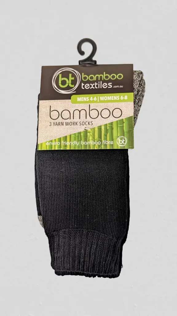 Bamboo - 3 Yarn Work Socks - Black