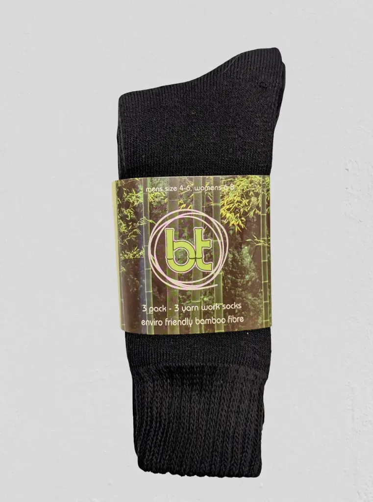 Bamboo - 3 Yarn Work Socks - 3 Pack - Black
