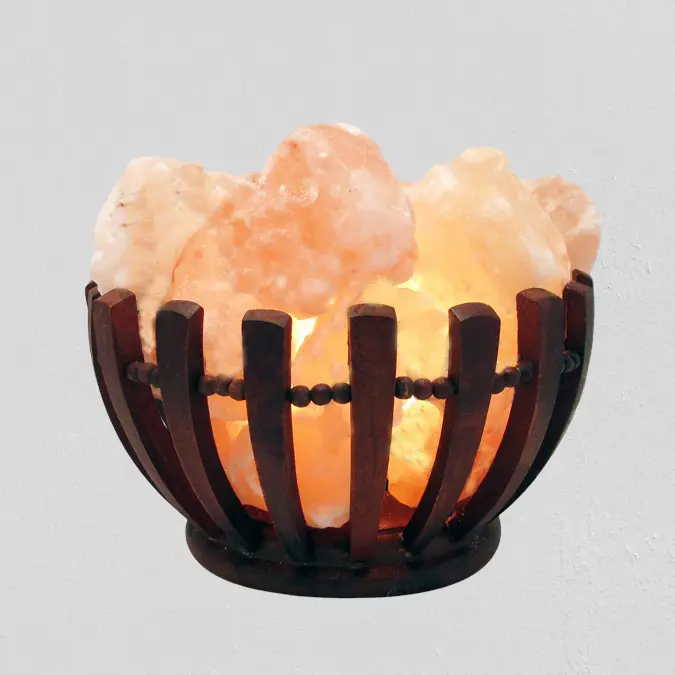 Himalayan Salt Lamp CLAWED WOODEN FIRE BOWL