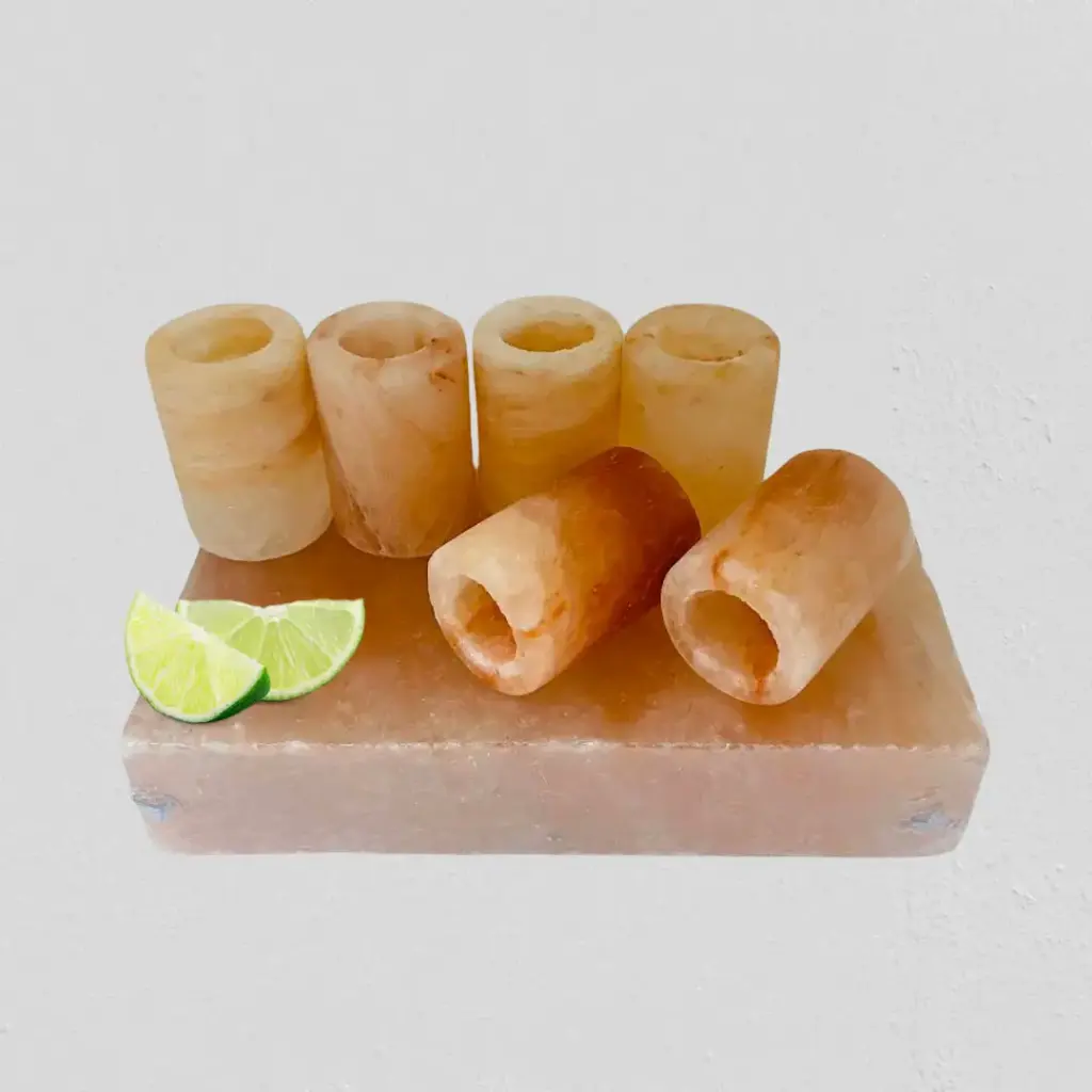 Himalayan Salt Tequila Shot Glasses with Plate