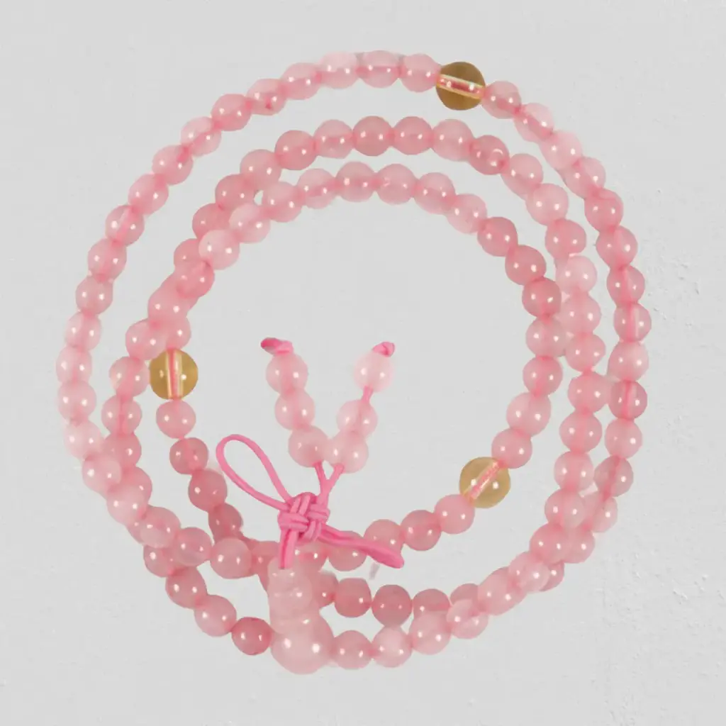 Crystal Mala Beads Necklace ROSE QUARTZ