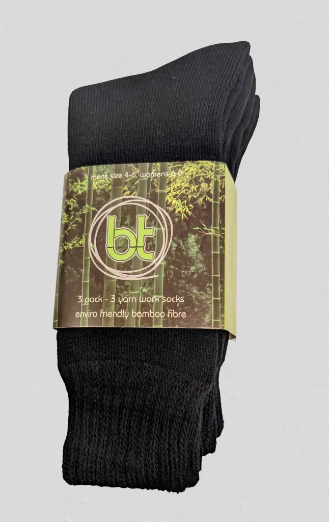Bamboo - 3-YARN - 3 Pack Work Socks - Black