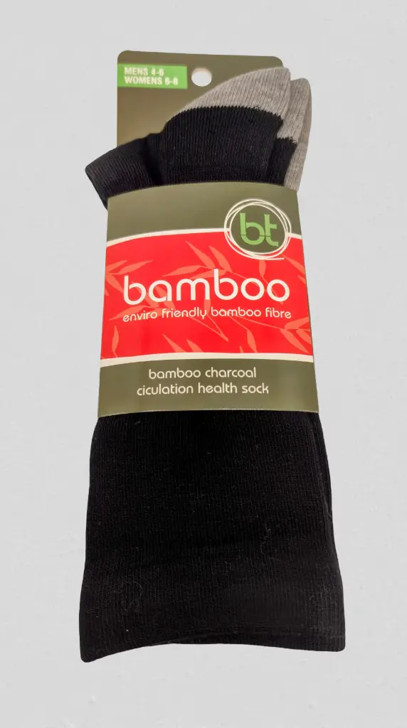 Bamboo - Charcoal Circulation Health Socks - Black/Grey