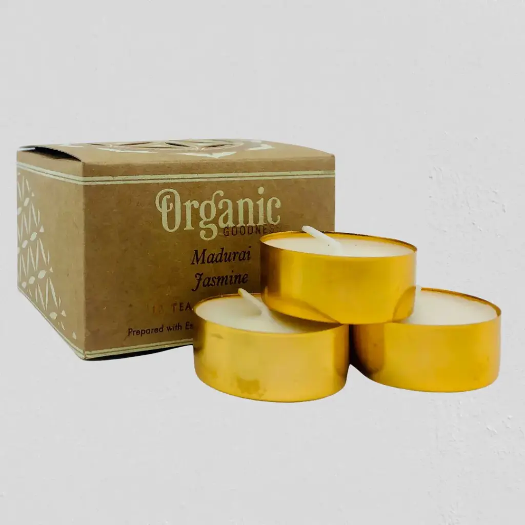 ORGANIC Goodness Tealight Candle - JASMINE Madurai -12 pack