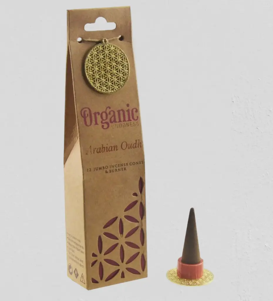 ORGANIC Goodness - 12 Arabian Oudh  Incense Cones - with Ceramic Holder