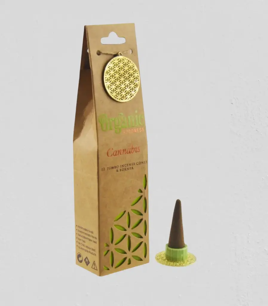 ORGANIC Goodness - 12 Cannabis Incense Cones - with Ceramic Holder
