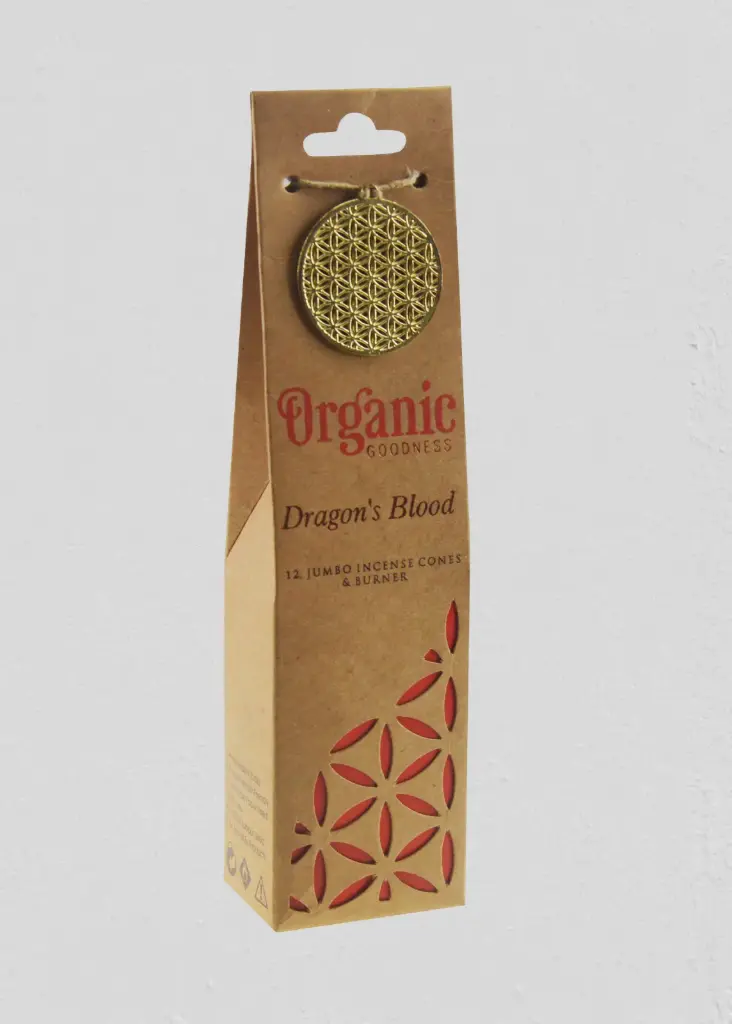 ORGANIC Goodness - 12 Dragon's Blood Incense Cones - with Ceramic Holder