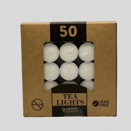 [CAN-TEA-50] 9 Hour TEALIGHT CANDLES Pack of 50