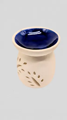 [cOBWBLB] Ceramic Oil Burner WHITE - BLUE BOWL