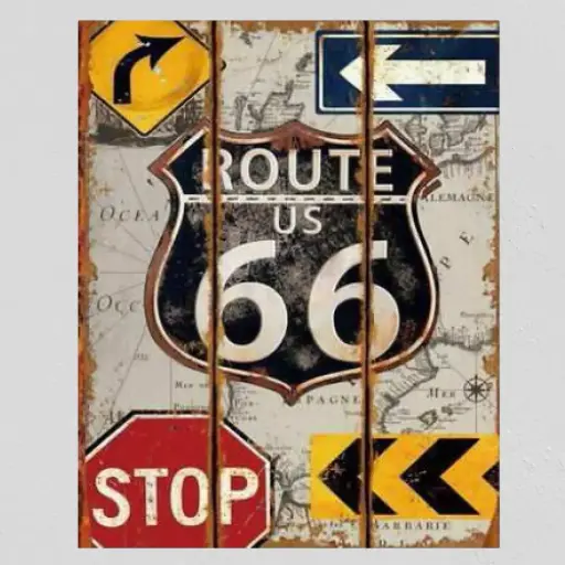 [WDP695A] Route 66 Metal Wall Plaque