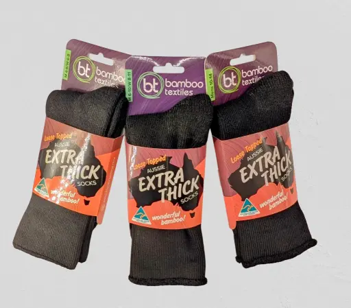 Bamboo - Loose Top - Aussie Extra Thick Socks - Black