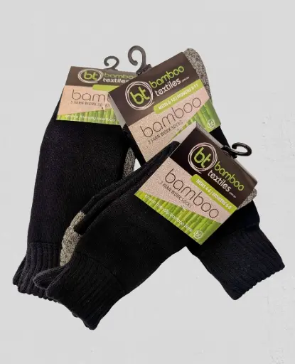 Bamboo - 3 Yarn Work Socks - Black