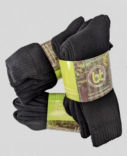 Bamboo - 3 Yarn Work Socks - 3 Pack - Black