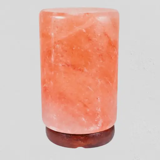 [LhslcCLY_blk24v] Himalayan Salt Lamp CYLINDER Wood Base