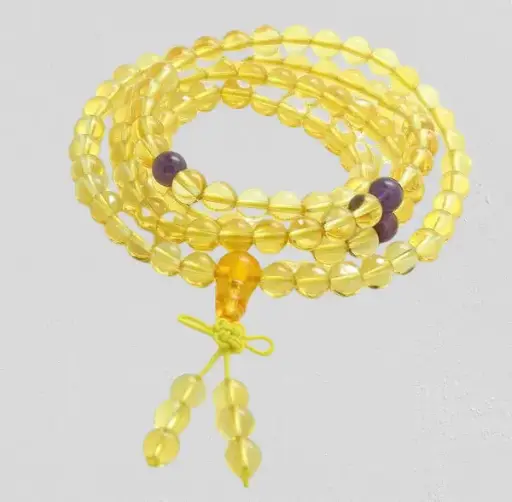 [LMPC] Crystal Mala Bead Necklace CITRINE
