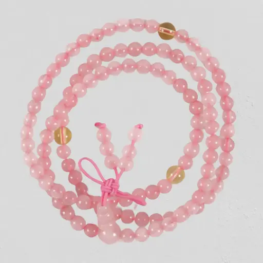 [LMPRQ] Crystal Mala Beads Necklace ROSE QUARTZ