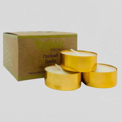 [ORGtcPATV] ORGANIC Goodness Tealight Candle - PATCHOULI VANILLA -12 pack