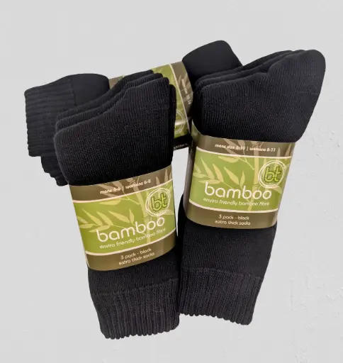 Bamboo - Extra Thick Socks 3-Pack - Black 